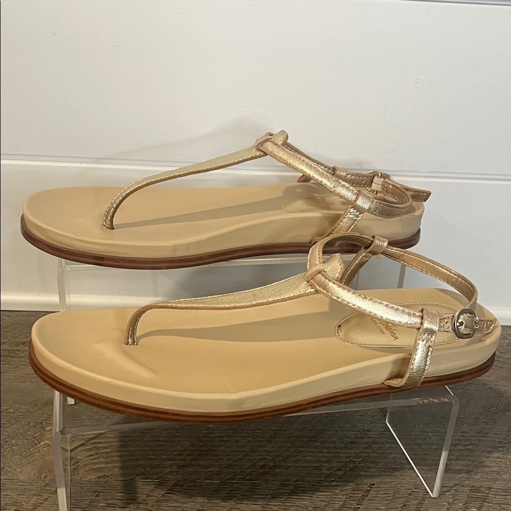 Sam Edelman Naomi Sandals in Gold Metallic Leather - Sz 7.5 - Picture 4 of 9